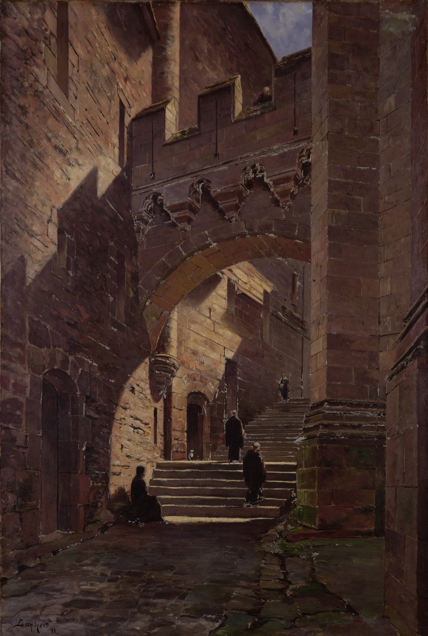 Mont Saint-Michel, befæstet port i klosteret, 1881 af Emmanuel Lansyer