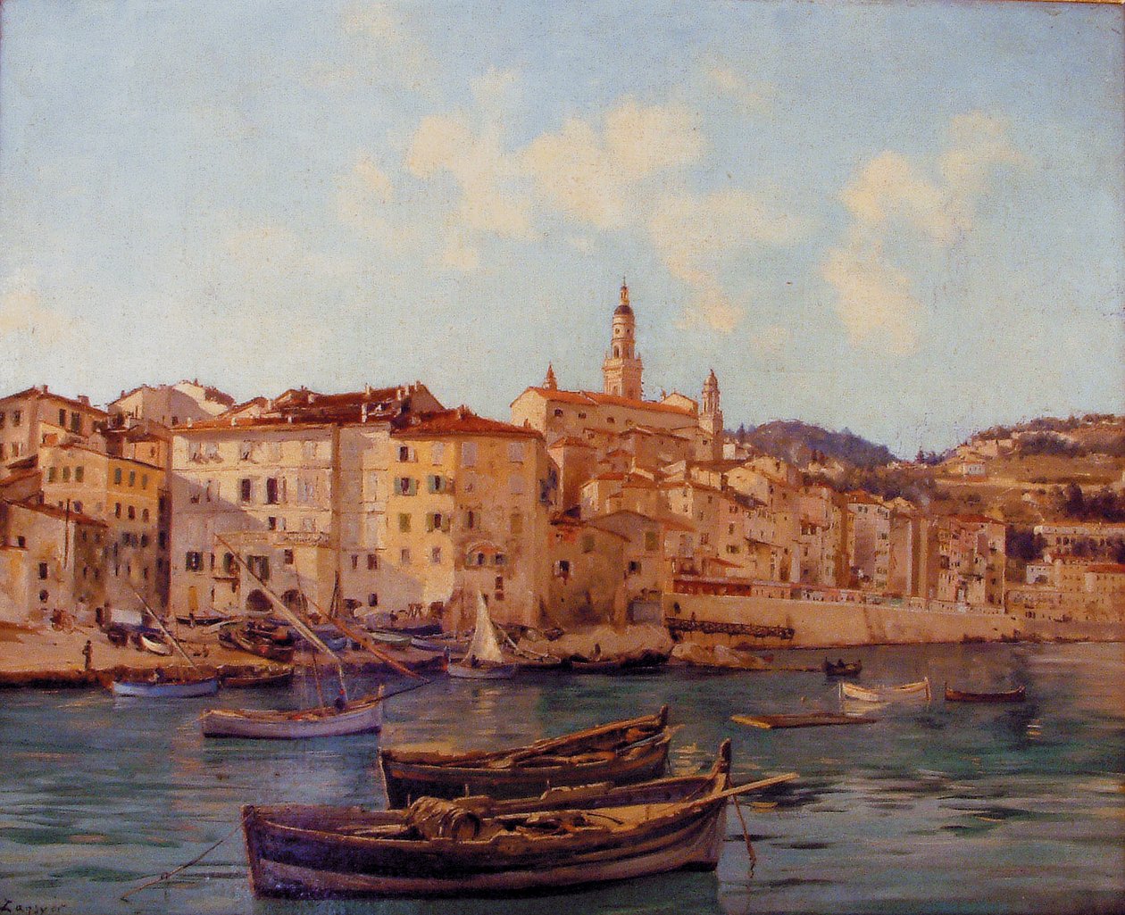 Havnen i Menton 1891 (maleri) af Emmanuel Lansyer