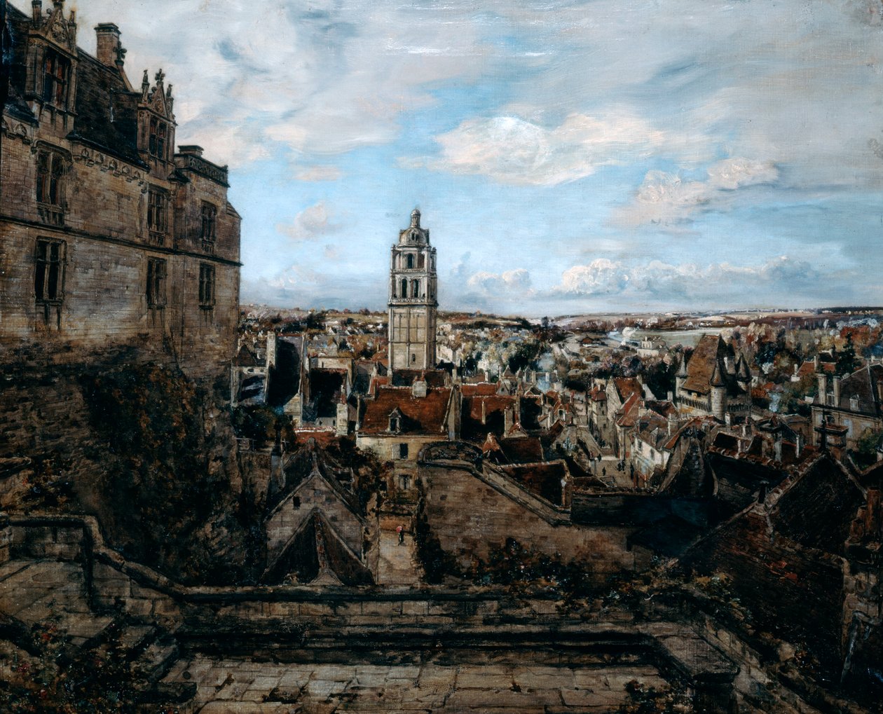 Udsigt fra terrassen på slottet Loches, 1884 af Emmanuel Lansyer