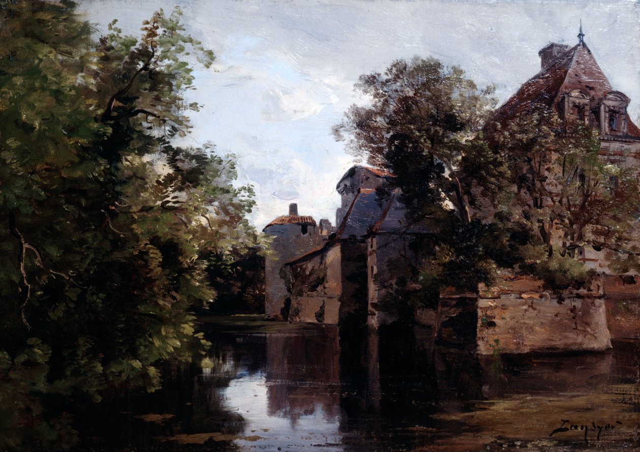 Udsigt over et slot bygget under Louis XIII, Saint Loup, 1882 af Emmanuel Lansyer