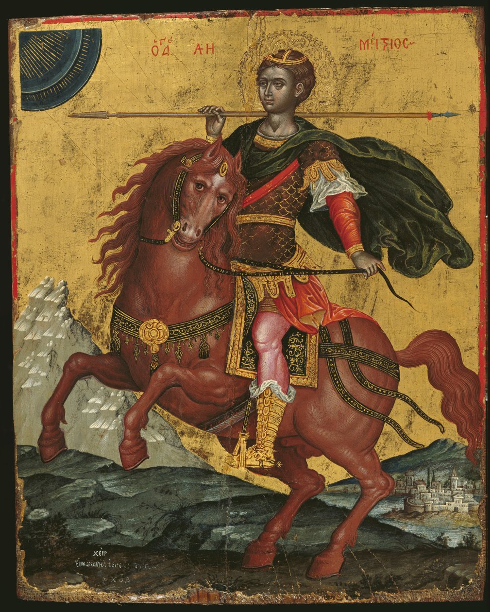 Ikon af St. Demetrios til hest, 1672 (ægtempera på panel) af Emmanuel Tzanes