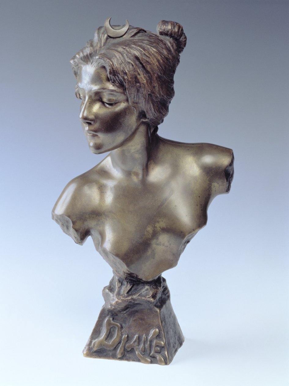 Buste af Diana, ca. 1910 (bronze) af Emmanuel Villanis