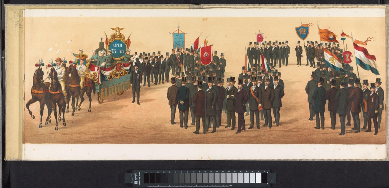 Procession i Haarlem, 1872 (plade 10) Procession afholdt i Haarlem, den 1. april 1872. (serietitel på objekt) af Emrik and Binger