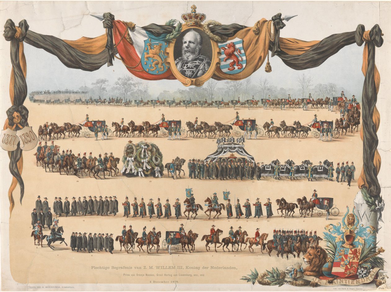 Højtidelig begravelse af H.M. Willem III, konge af Holland (...) 4. december 1890 (titel på objekt) af Emrik and Binger