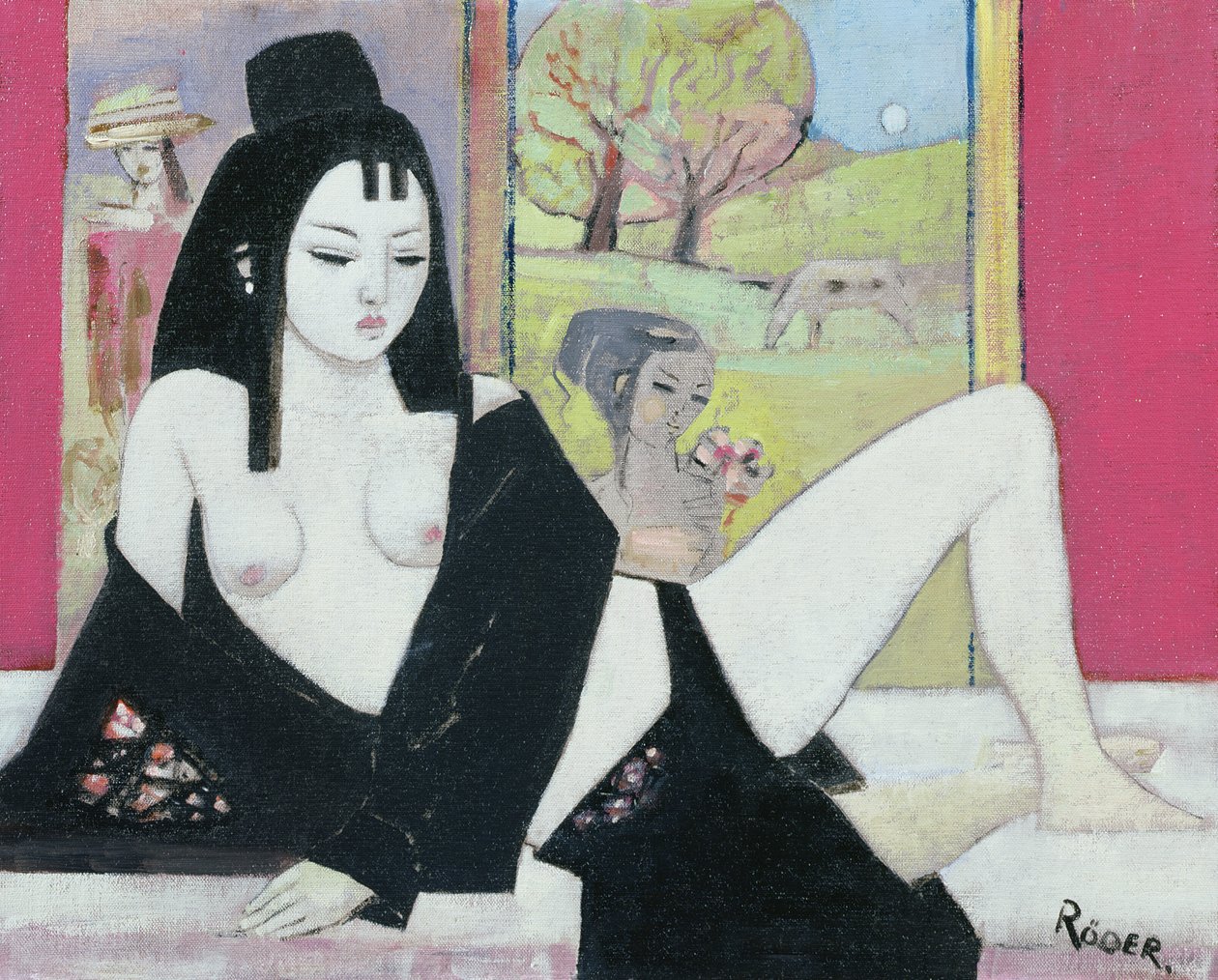 Black Kimono, 2008 (olie om bord) af Endre Roder