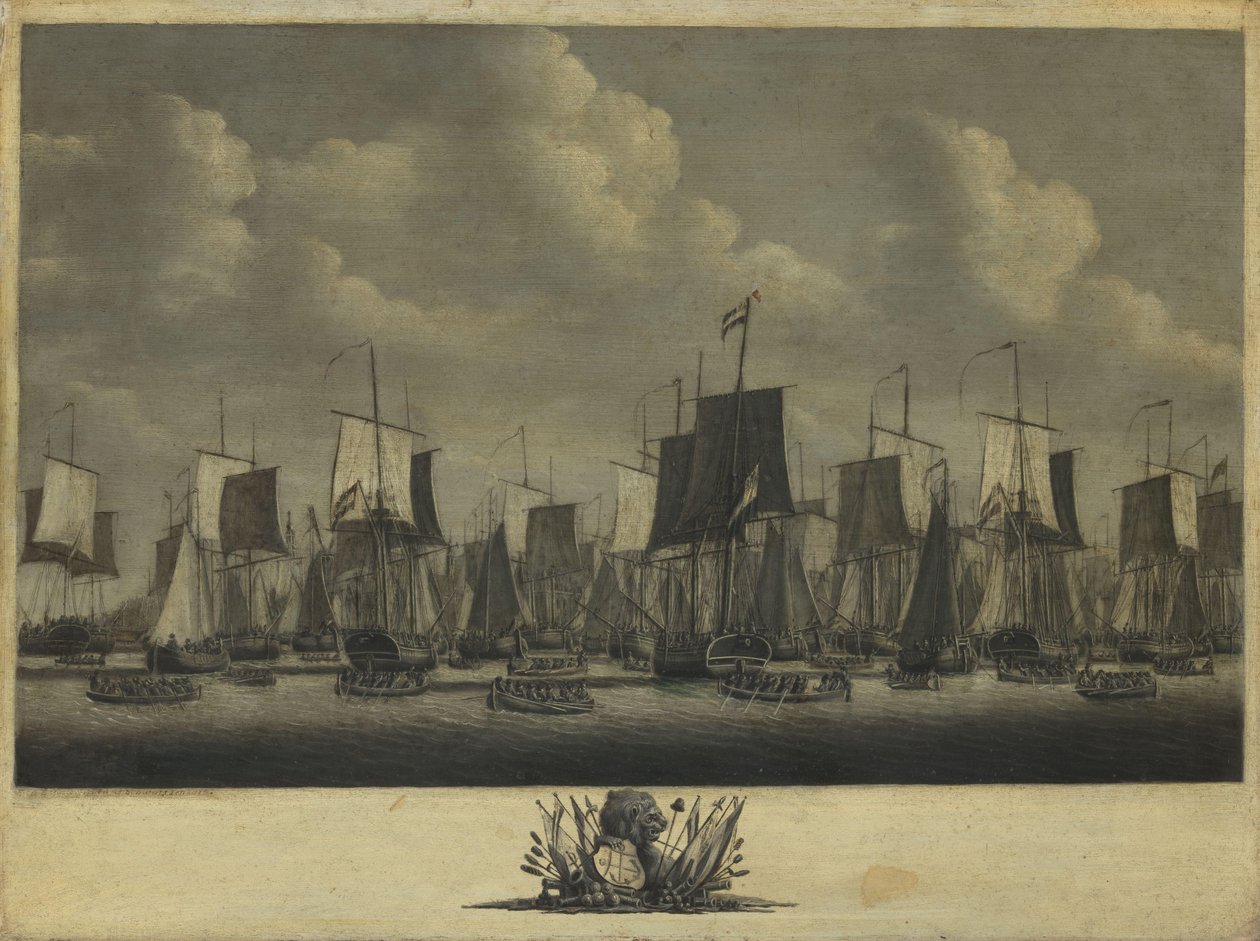 Flåden forlader havnen i Vlissingen, 1804 af Engel Hoogerheyden