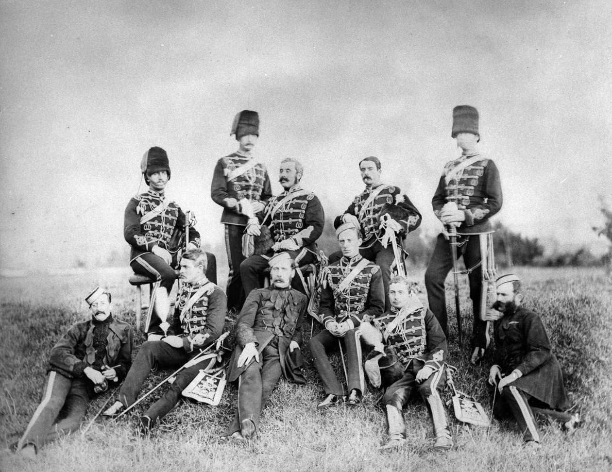 En gruppe officerer fra den britiske hær, ca. 1870-90 af English Photographer