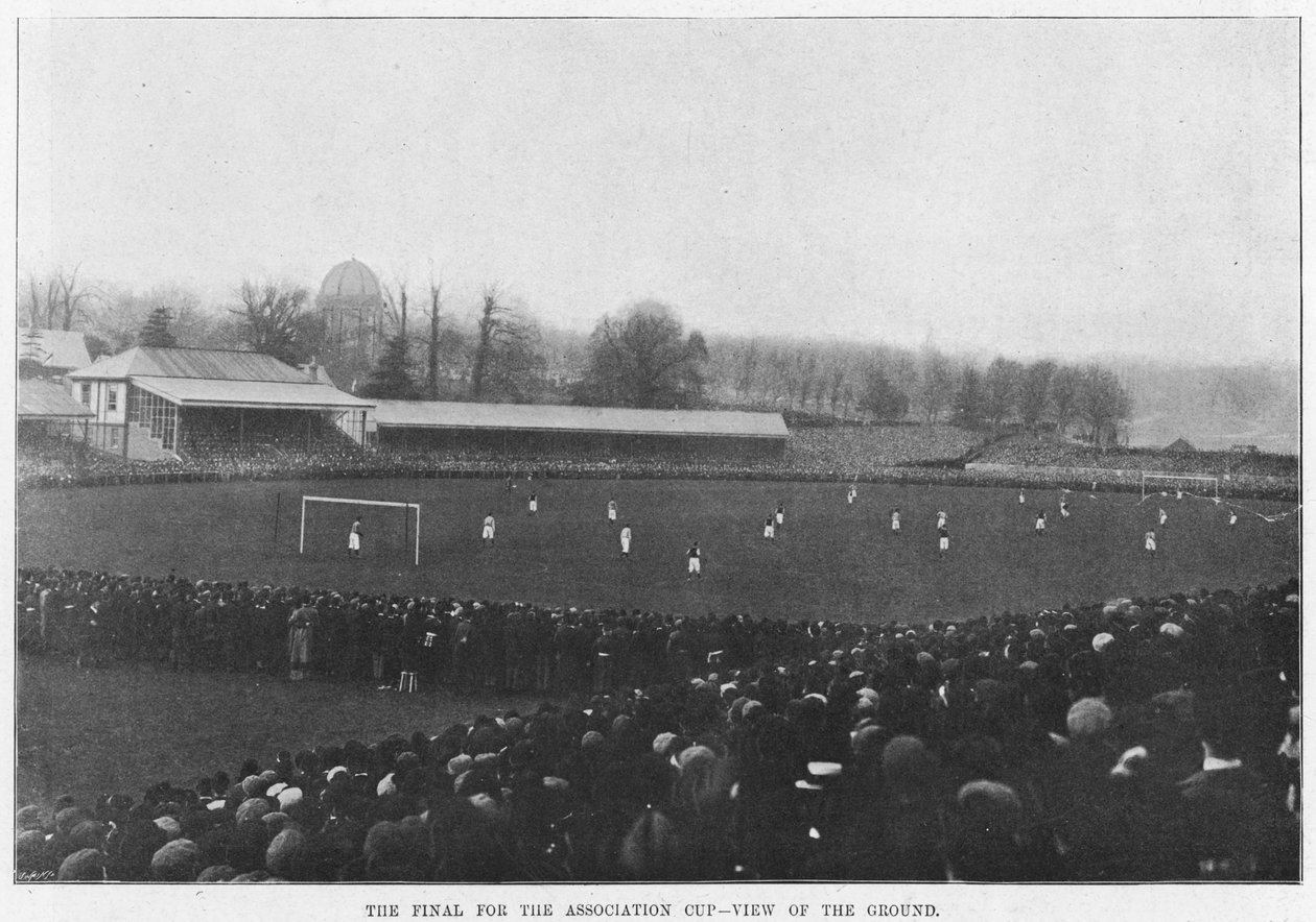 Aston Villa og Everton spiller finalen i Association Cup, 1897 af English Photographer