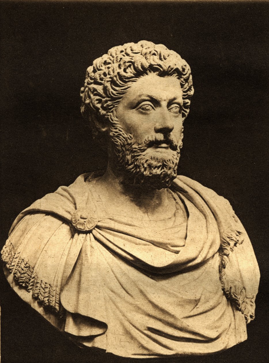 Buste af Marcus Aurelius (121-80 e.Kr.) (marmor) af English Photographer
