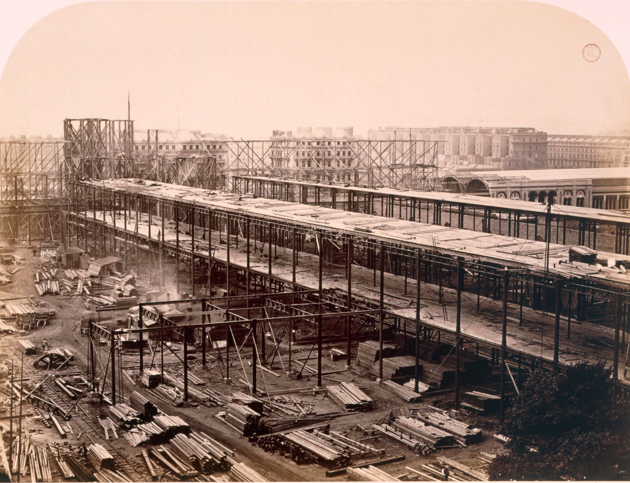 Byggeri, international udstilling, 1862 (sepia-foto) af English Photographer
