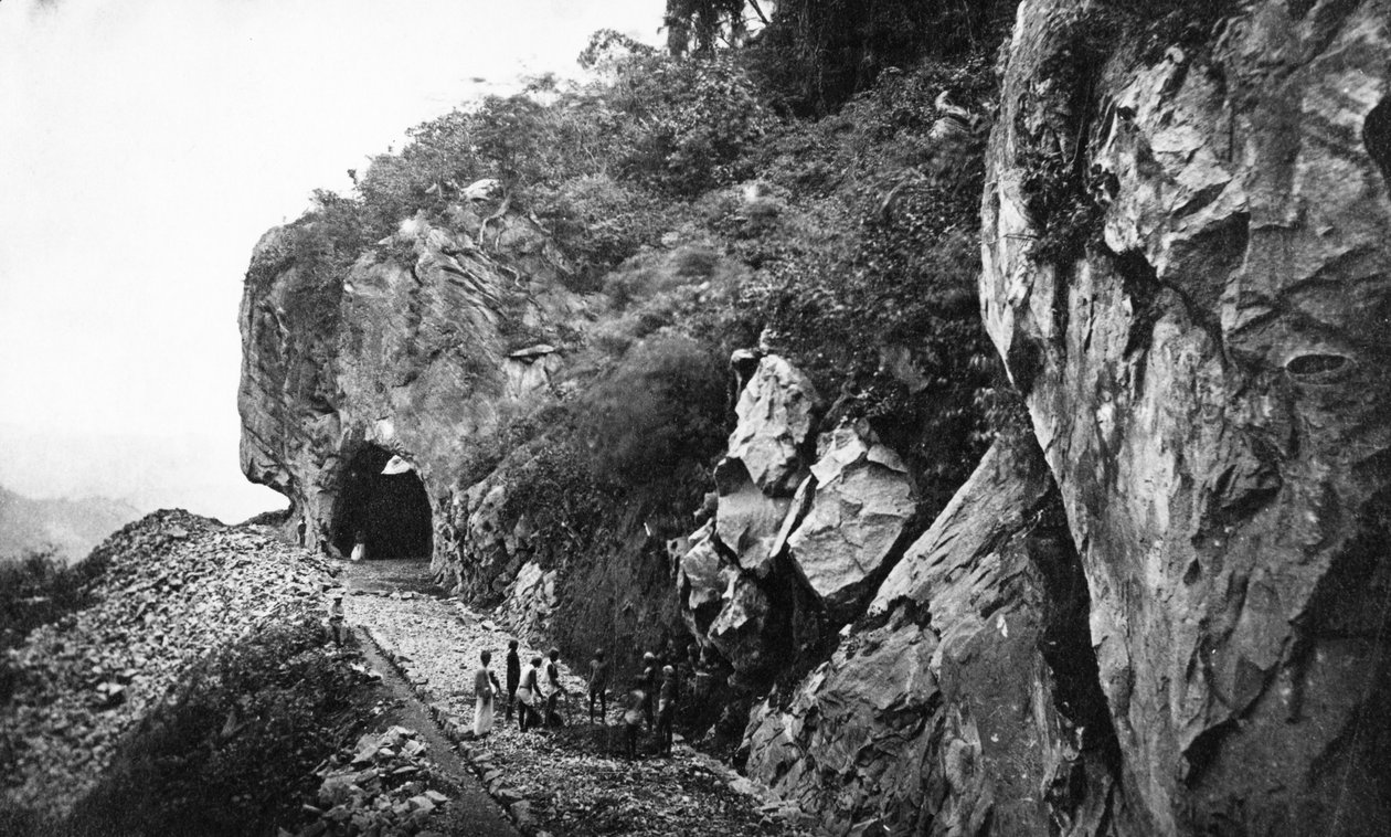 Konstruktion af Kadugannawa Incline, Ceylon Government Railways, ca. 1865 af English Photographer