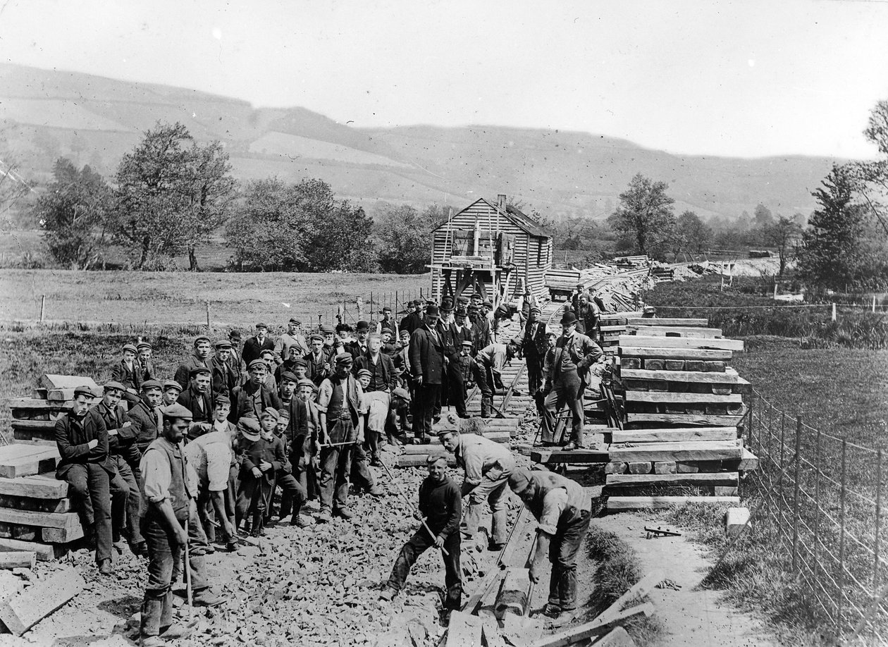 Anlæg af Lynton und Barnstable Railway, ca.1890-98 af English Photographer