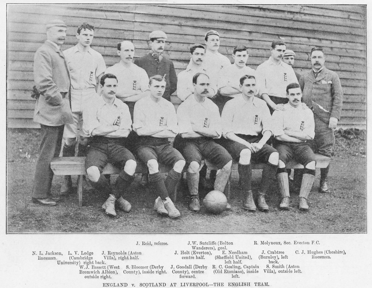 England vs Skotland i Liverpool: Det engelske hold, 1895 af English Photographer