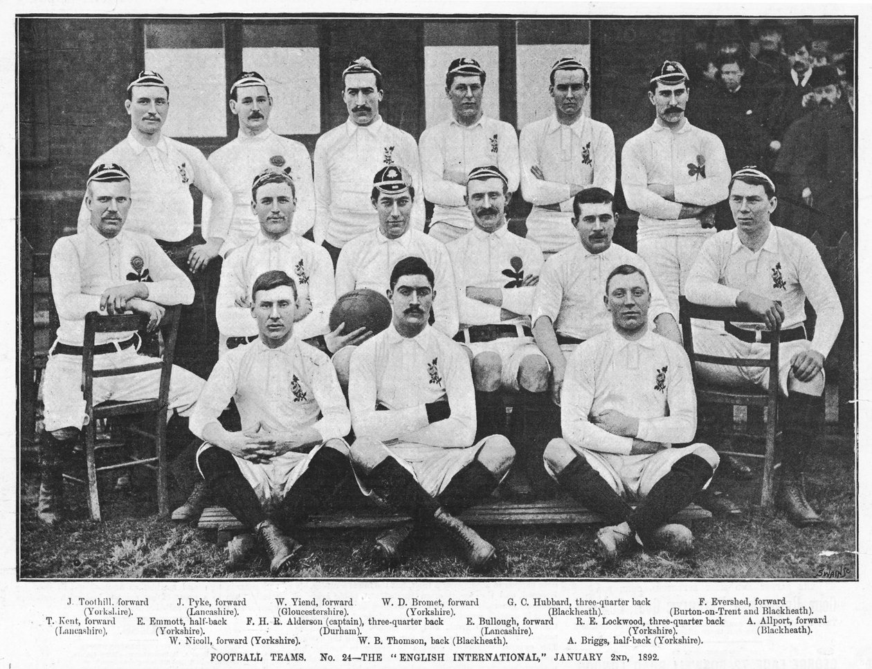 Engelsk internationale fodboldhold, 2. januar 1892 af English Photographer