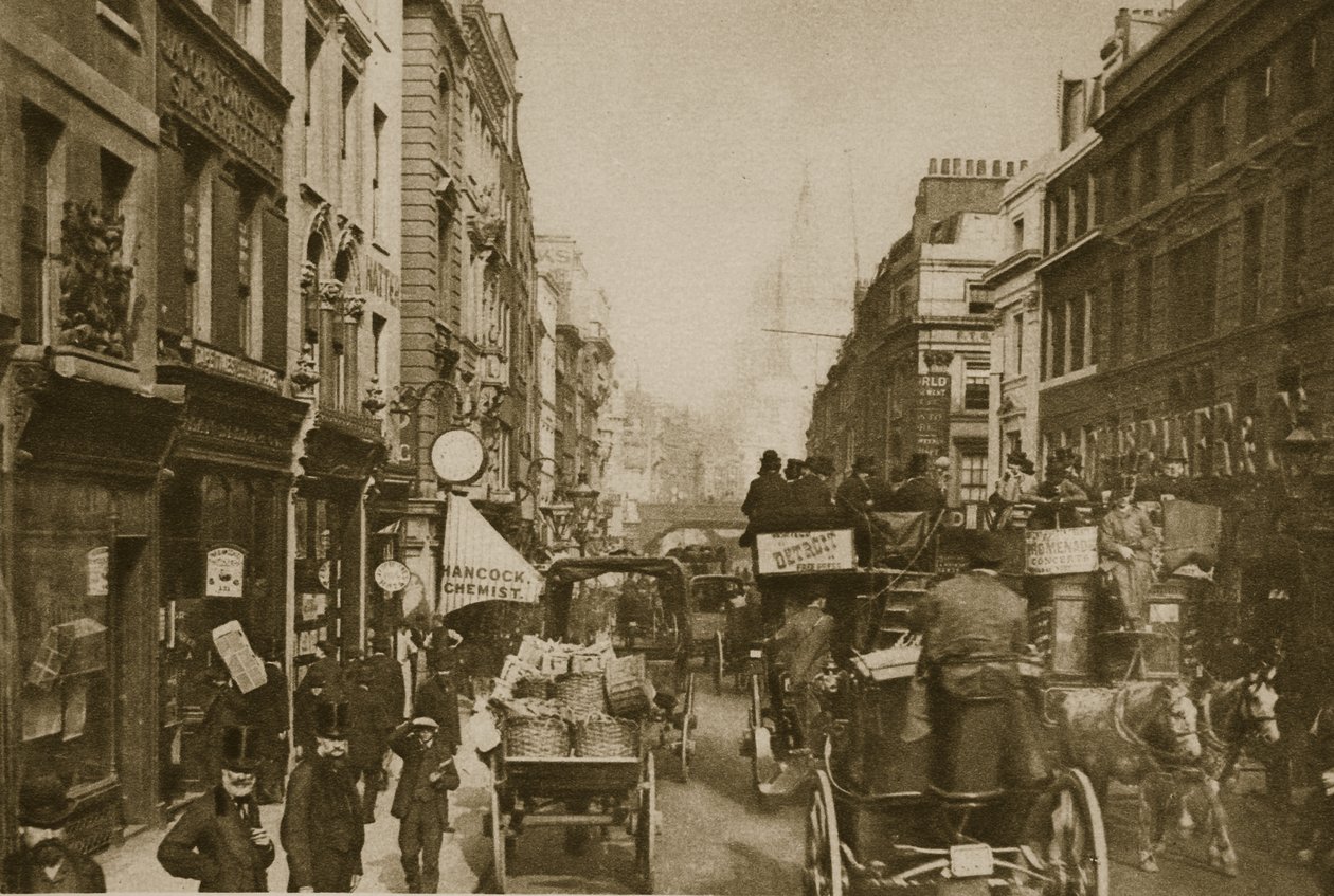 Fleet Street i 1880 (sepiafoto) af English Photographer