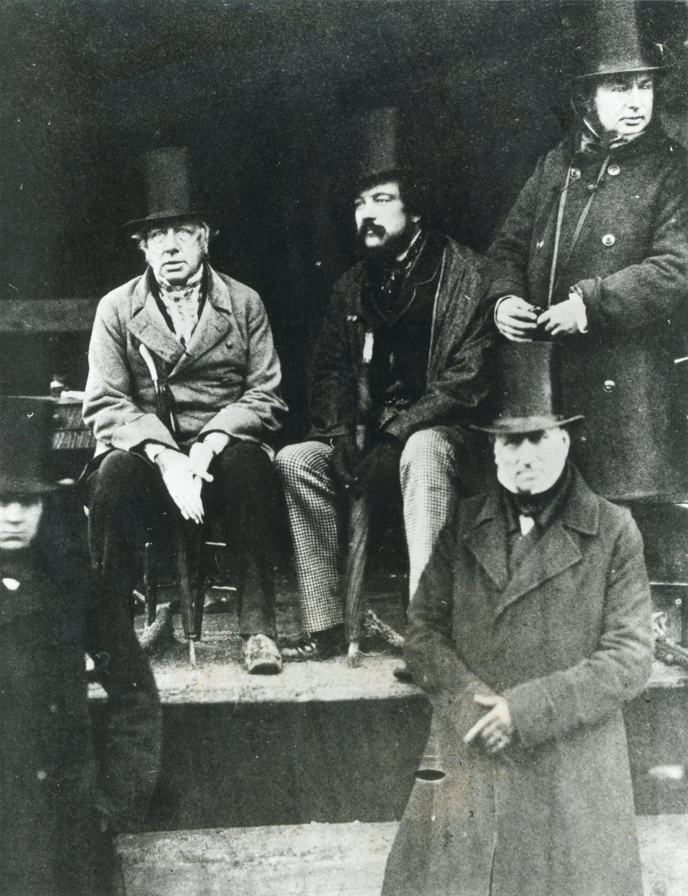 Fra LtoR, Lord Paget, Lord Carlisle og Isambard Kingdom Brunel (1806-59) af English Photographer