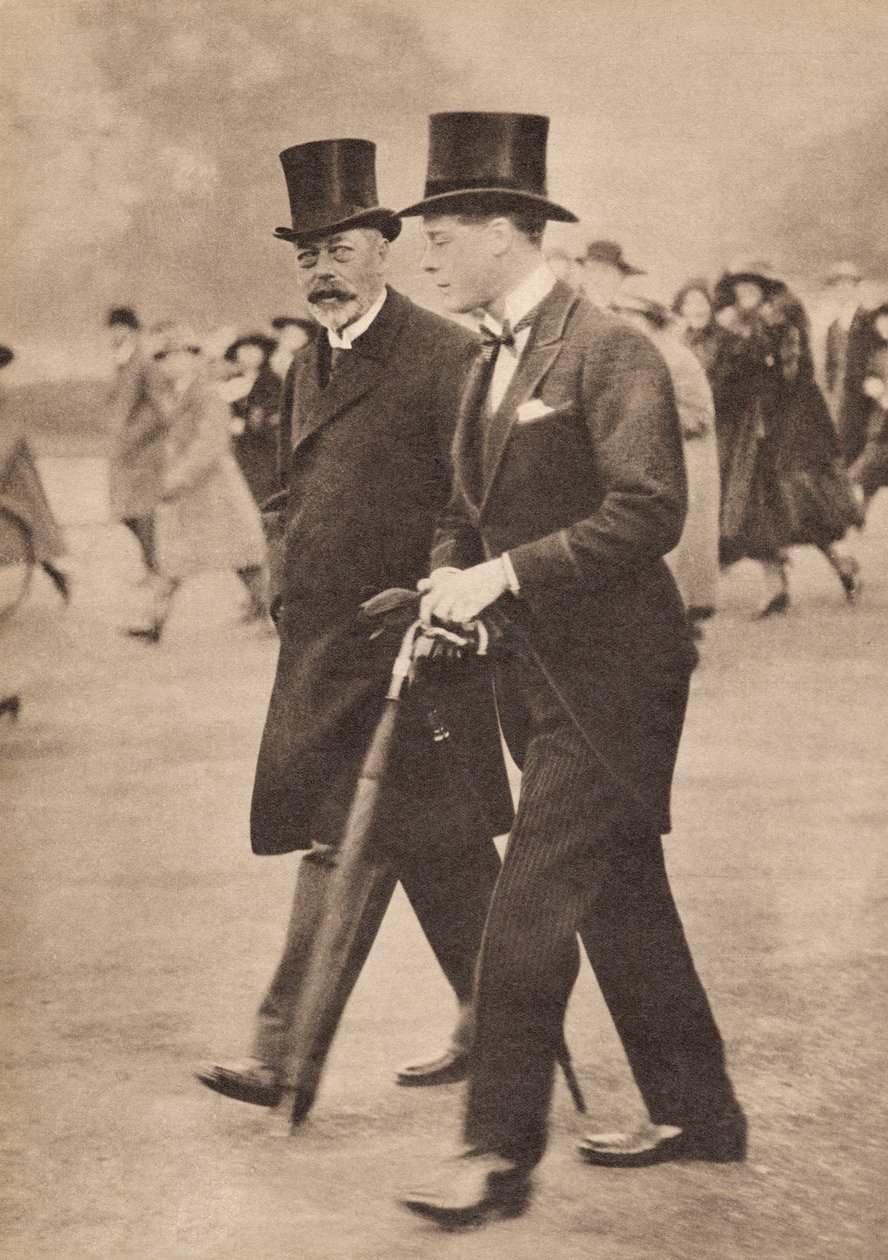 George V og hans søn Prinsen af Wales, den fremtidige Edward VIII, i 1922, illustration fra 