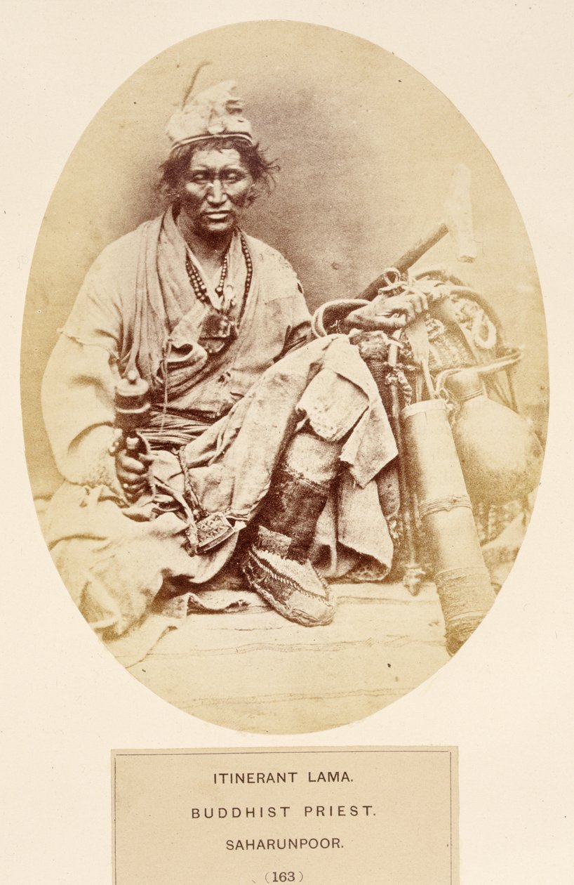 Omrejsende Lama, Buddhist Priest, Saharunpoor, fra The People of India, af J. Forbes Watson, udgivet 1868 (albummet tryk) af English Photographer