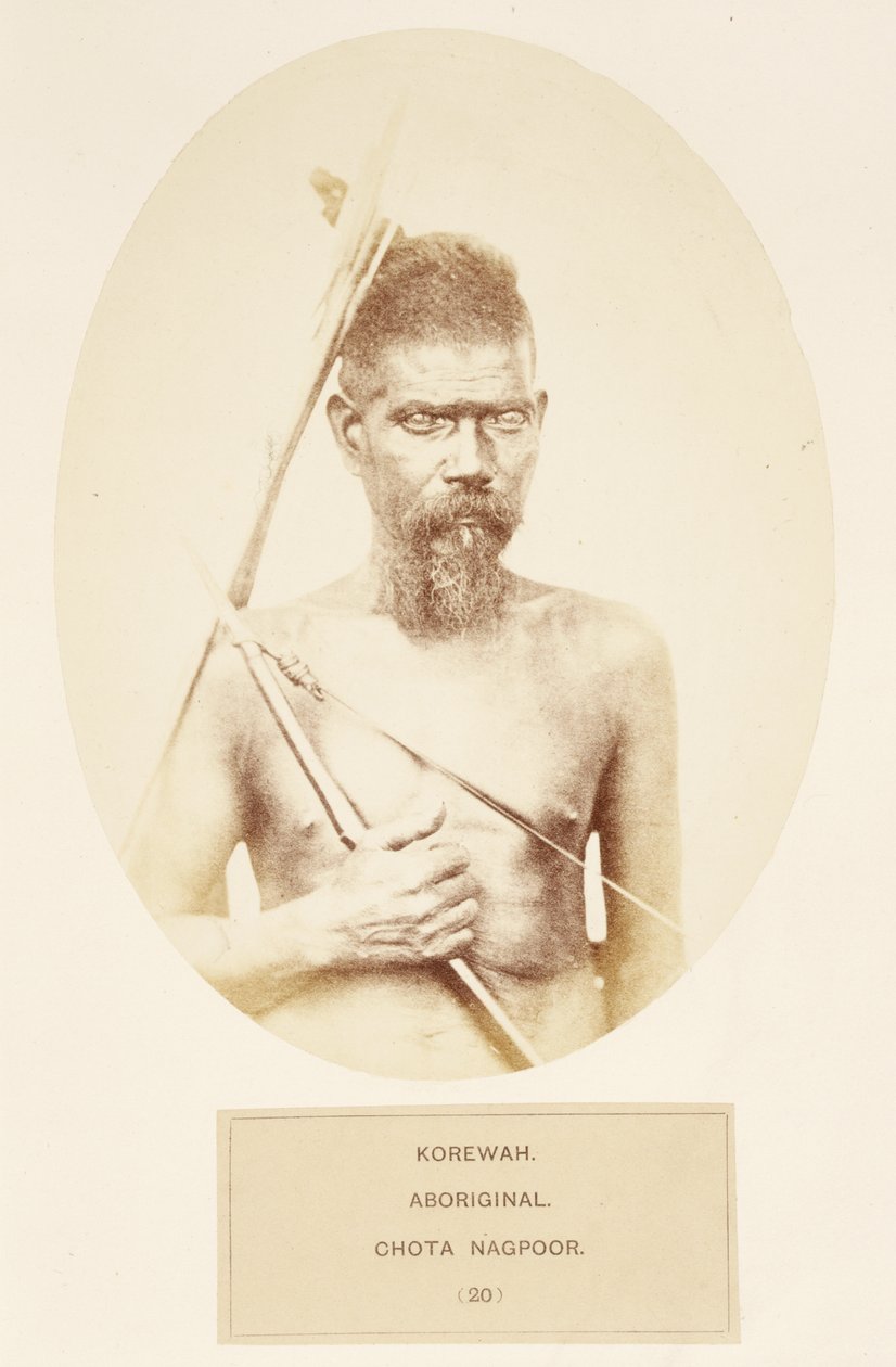 Korewah, Aboriginal, Chota Nagpoor, fra The People of India, af J. Forbes Watson, udgivet 1868 (albummet tryk) af English Photographer