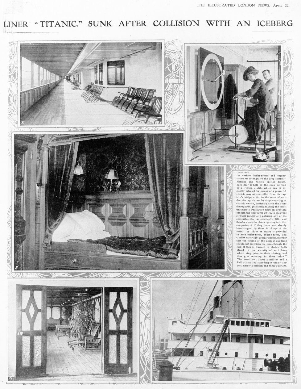 Liner Titanic sunket efter kollision med et isbjerg, fra The Illustrated London News, 20. april 1912 af English Photographer