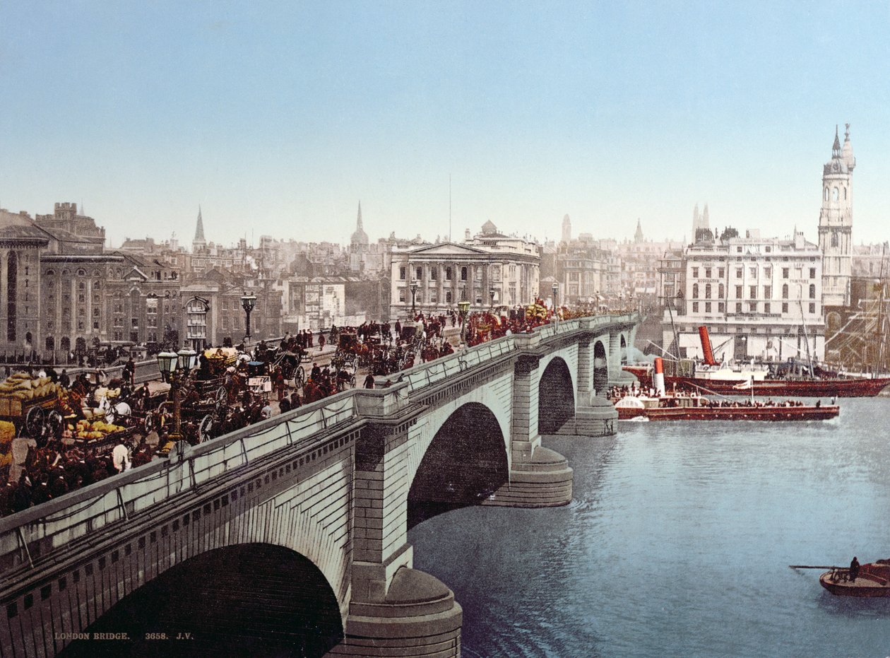 London Bridge ca. 1900 (efter et farvet fotografi) af English Photographer
