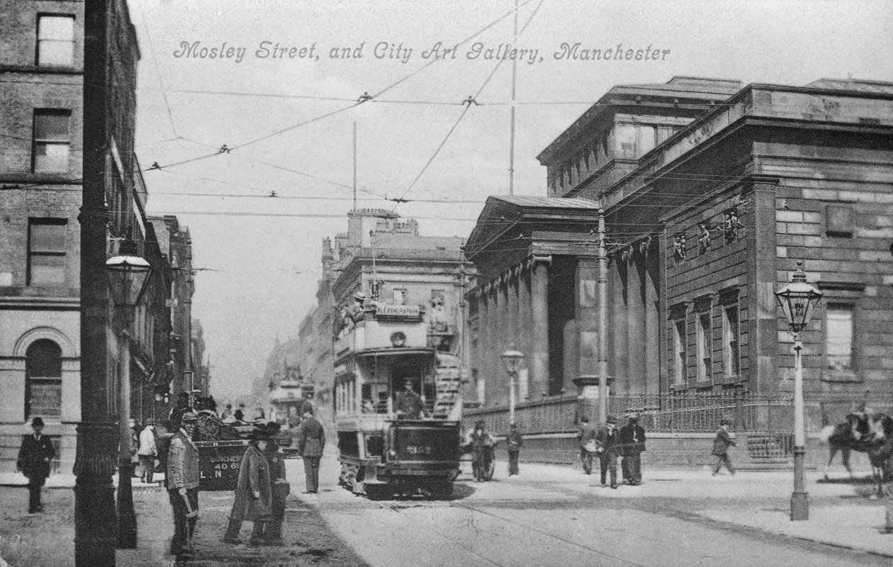 Mosley Street og City Art Gallery, Manchester, ca. 1910 af English Photographer