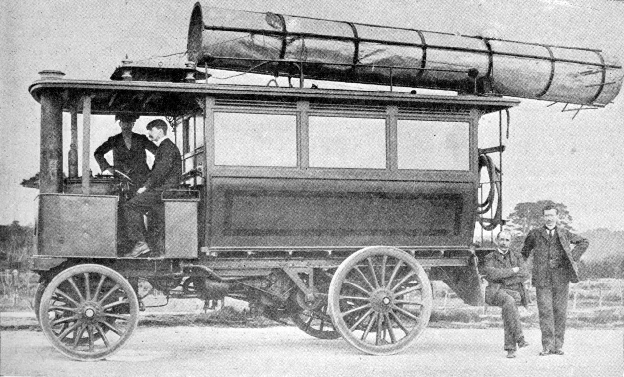 Mr. Marconis Motor Car, udstyret med en tragt til at sende og modtage trådløse telegrammer, illustration fra Kongen, 25. maj 1901 af English Photographer