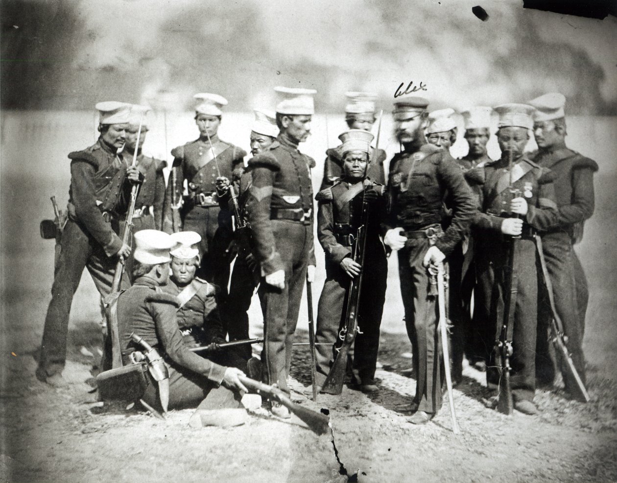 Ny Nusseeree Rifle Bataljon og Major A. Bagot, 1857 af English Photographer