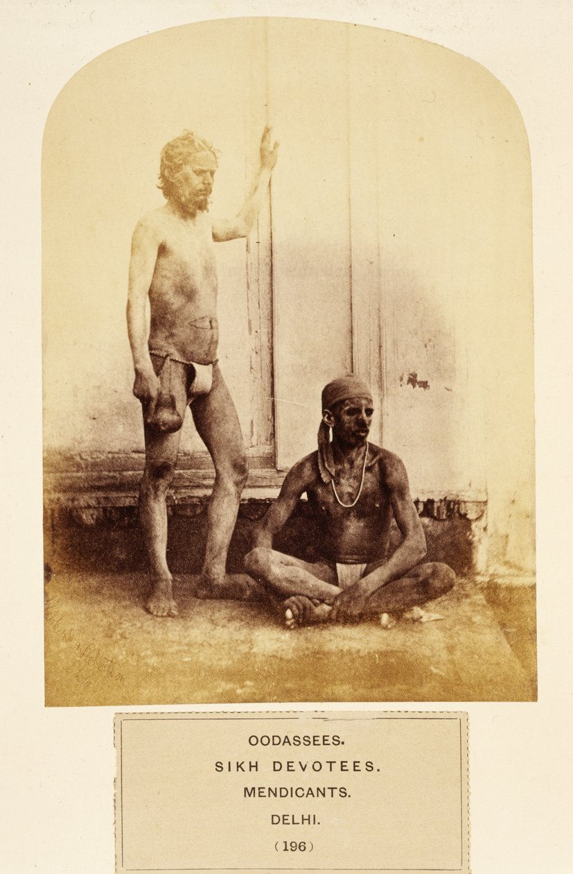 Oodassees, Sikh Devotees, Mendicants, Delhi, fra The People of India, af J. Forbes Watson, udgivet 1868 (albummet tryk) af English Photographer