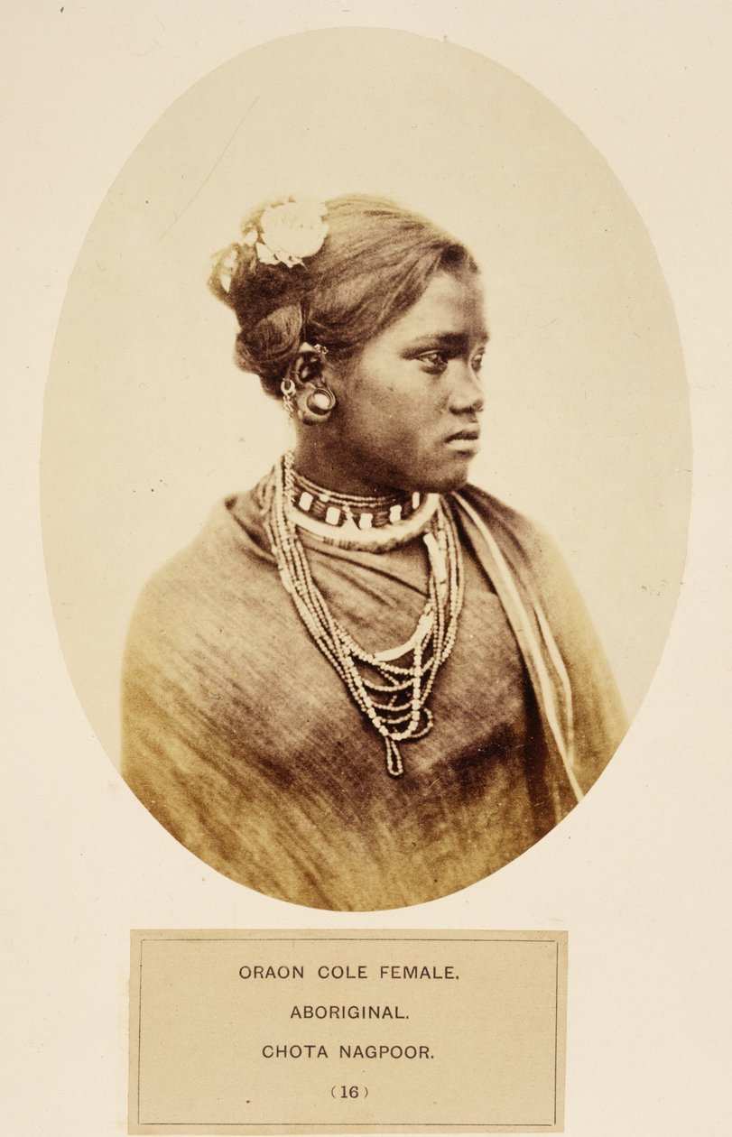 Oraon Cole Female, Aboriginal, Chota Nagpoor, fra The People of India, af J. Forbes Watson, udgivet 1868 (albummet tryk) af English Photographer