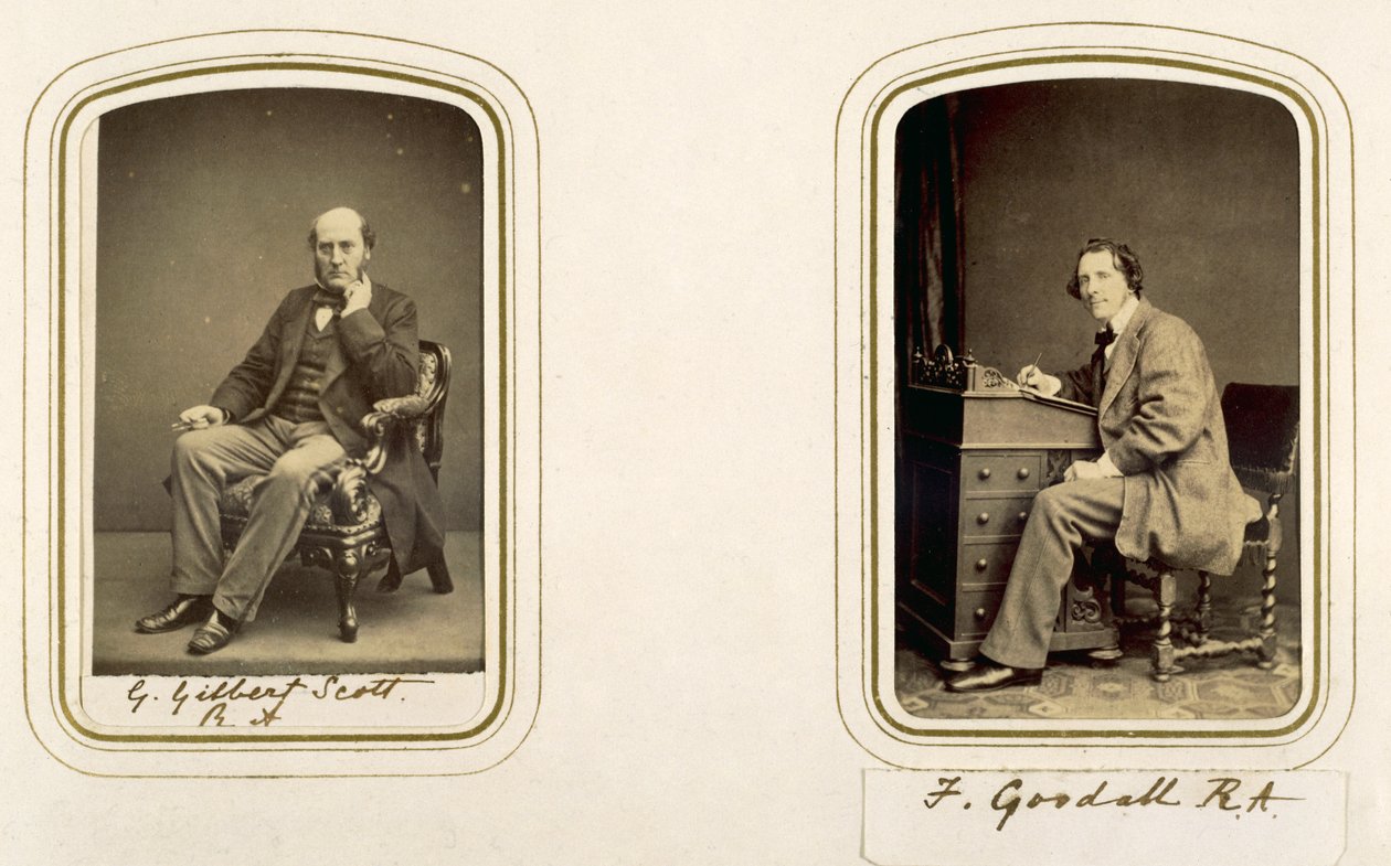Portrætter af George Gilbert Scott og Frederick Goodall (sepiafoto) af English Photographer