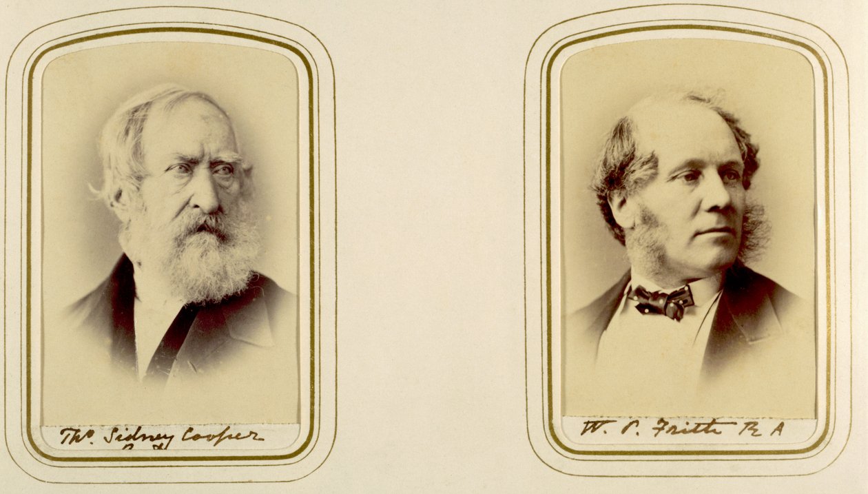 Portrætter af Thomas Sidney Cooper og William Powell Frith (sepiafoto) af English Photographer