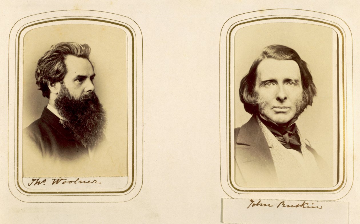 Portrætter af Thomas Woolner og John Ruskin (sepia foto) af English Photographer