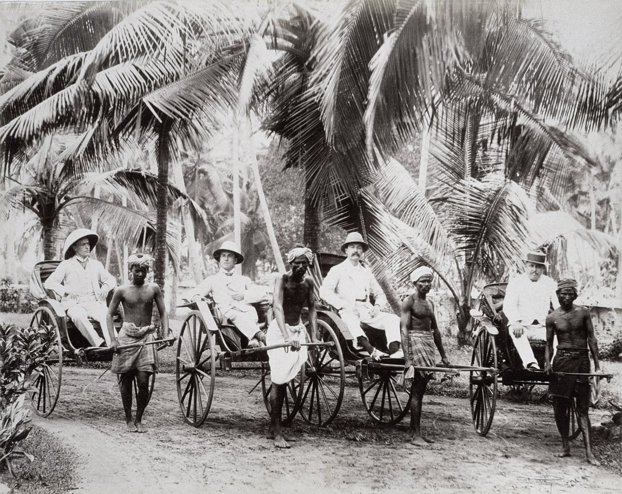 Rickshaw-bærere, Ceylon, ca. 1875 (albumin-tryk) af English Photographer