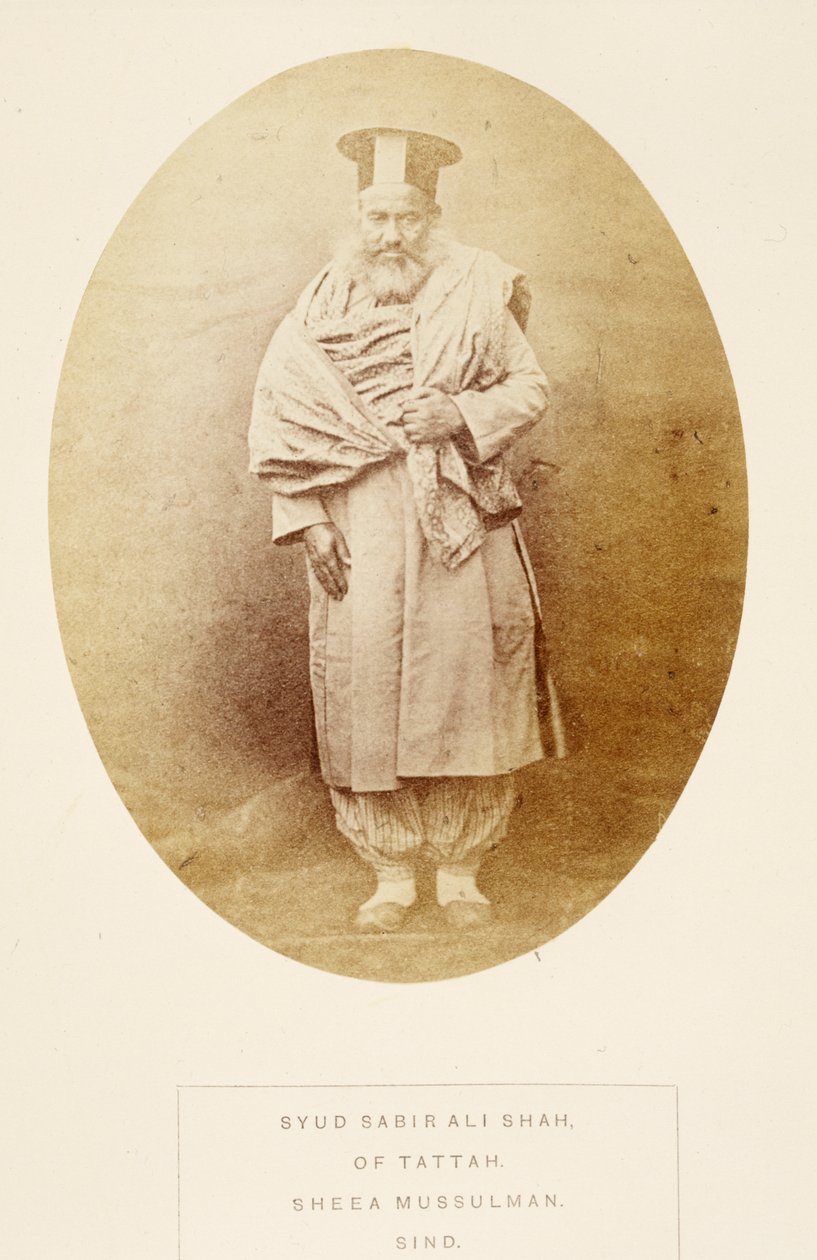 Syud Sabir Ali Shah, af Tattah, Sheea Mussulman, Sind, fra The People of India, af J. Forbes Watson, udgivet 1868 (albumenprint) af English Photographer