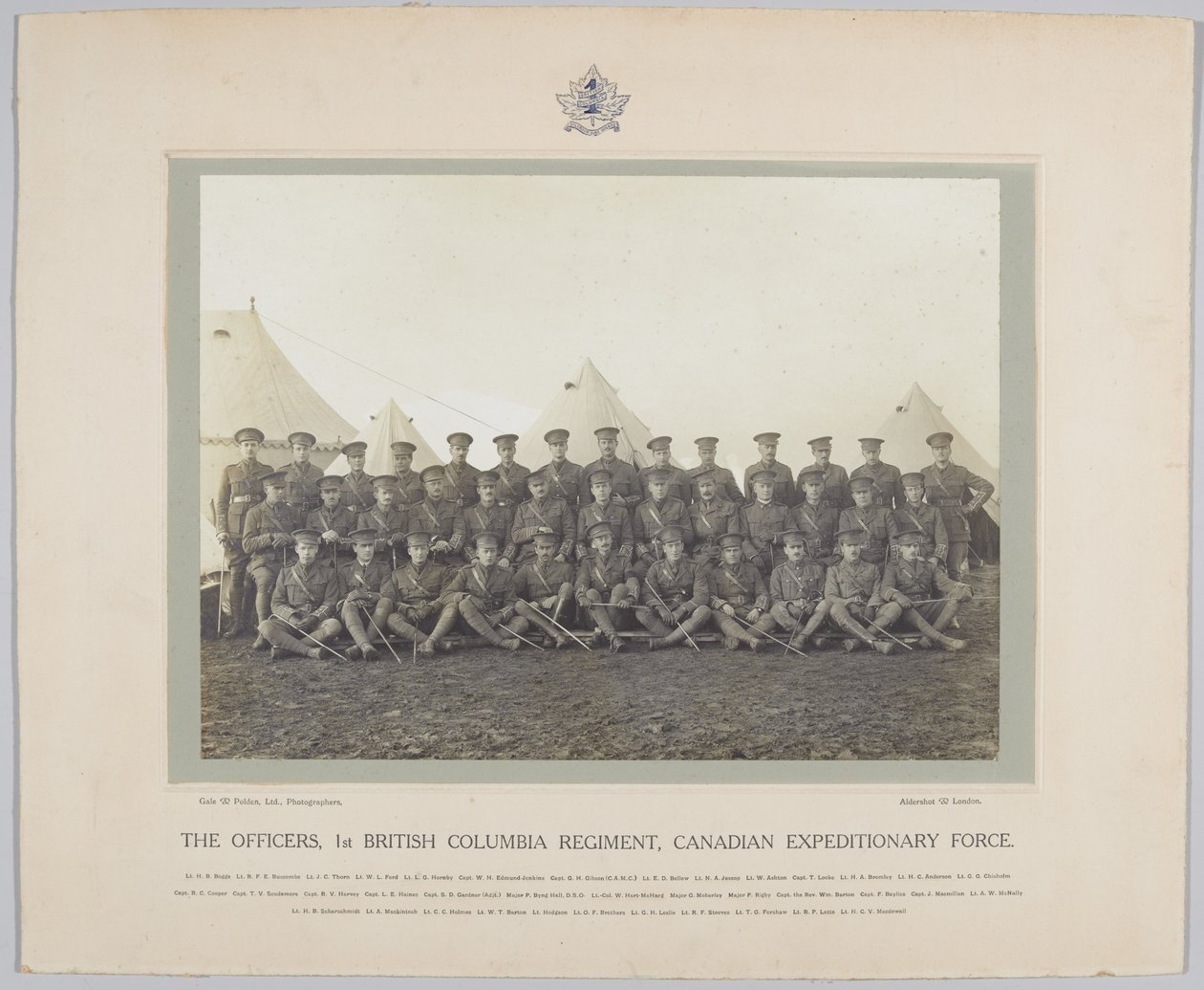 Officererne, 1st British Columbia Regiment, Canadian Expeditionary Force, 1918 af English Photographer