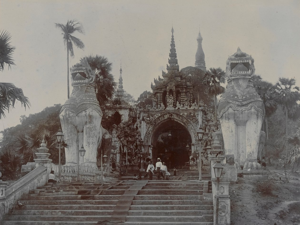 Shwedagon-pagoden i Rangoon, Burma, ca. 1860 (albumin-tryk) af English Photographer