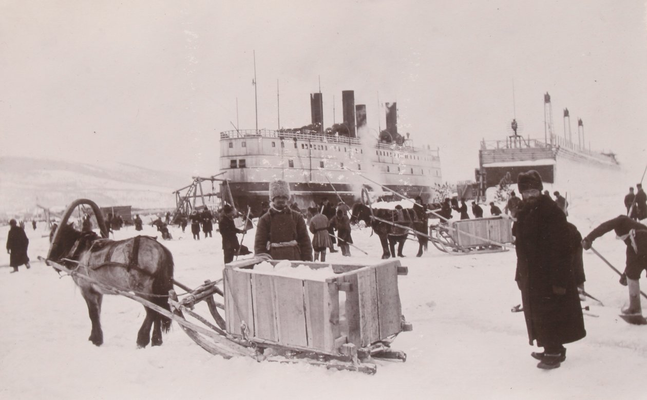 Det isbrydende togfærgeskib SS Baikal, Baikal-søen af English Photographer