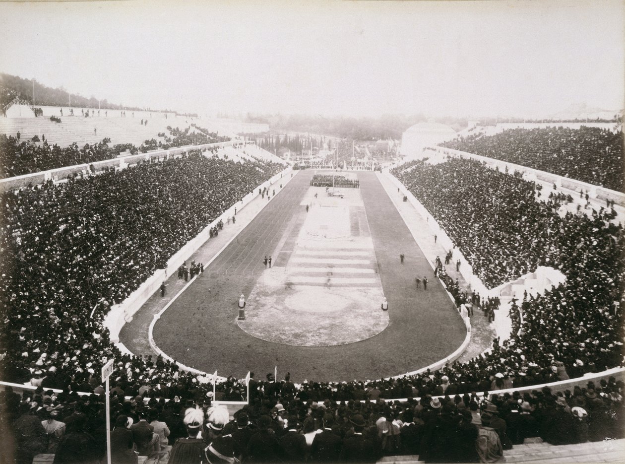 Udsigt over de første officielle olympiske lege i Athen, 1896 af English Photographer