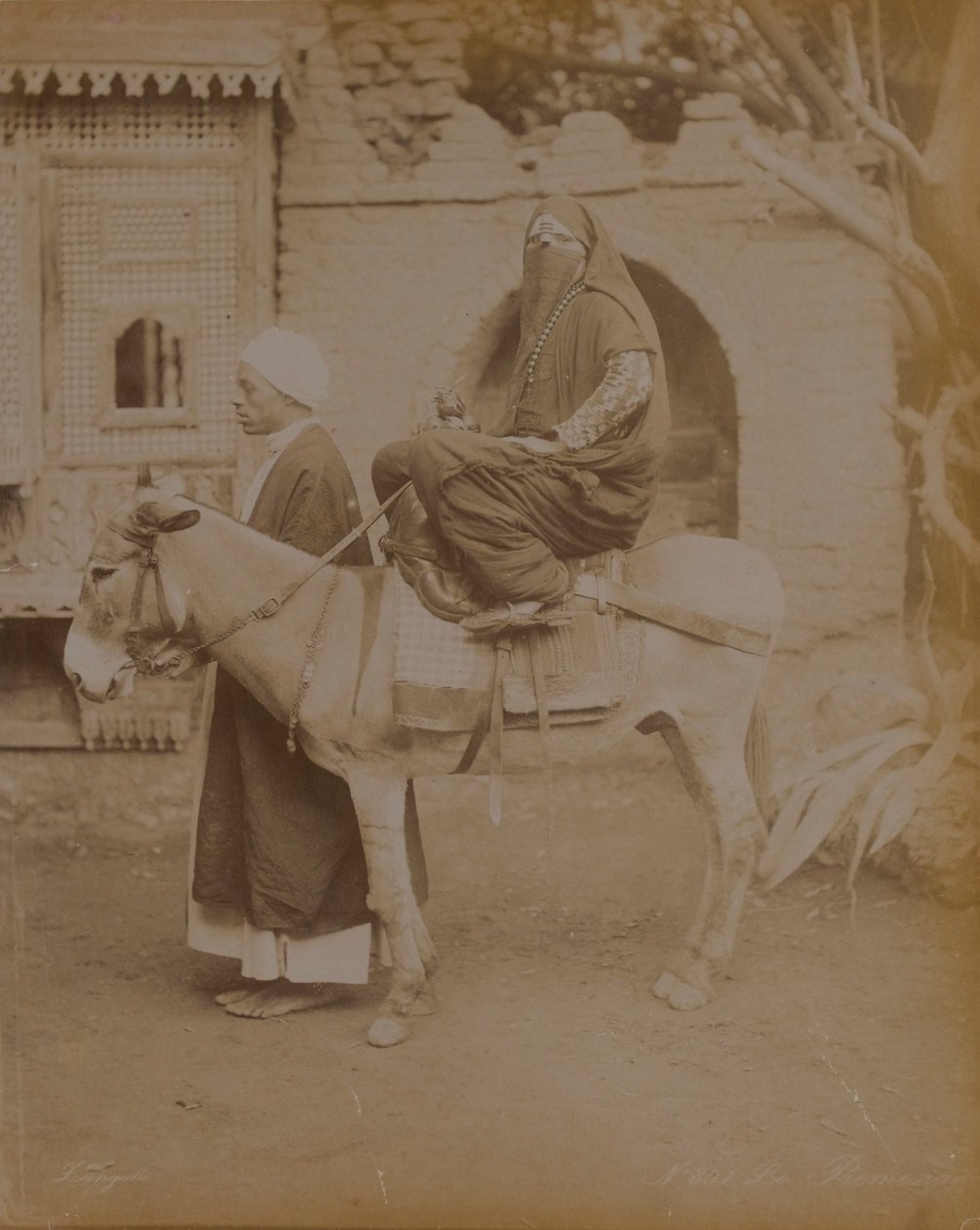 Kvinde på et æsel, Cairo, 1893 af English Photographer