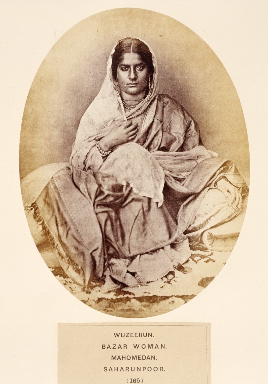 Wuzeerun, Bazar Woman, Mahomedan, Saharunpoor, fra The People of India, af J. Forbes Watson, udgivet 1868 (albummet tryk) af English Photographer