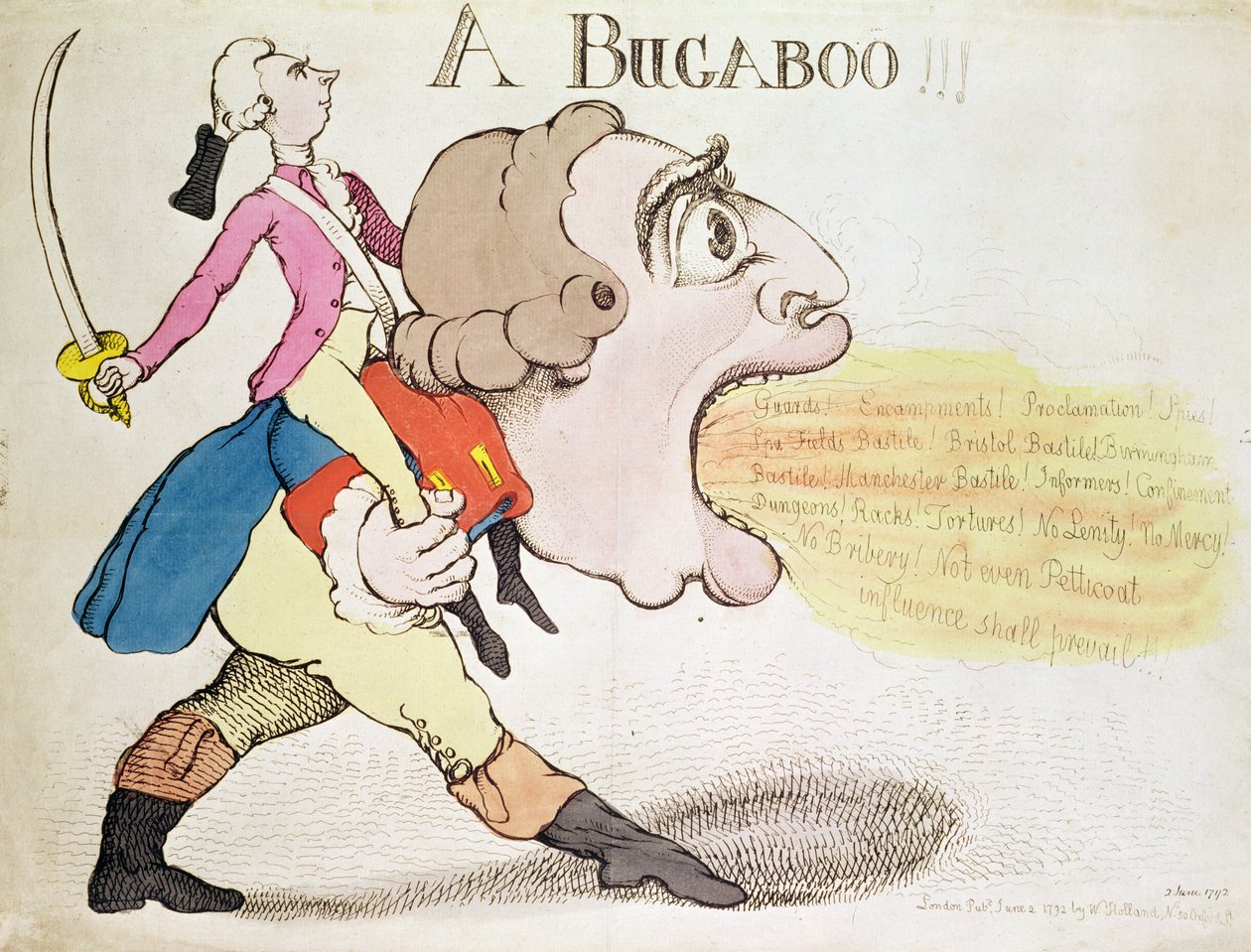 En Bugaboo!!! (håndfarvet gravering) af English School