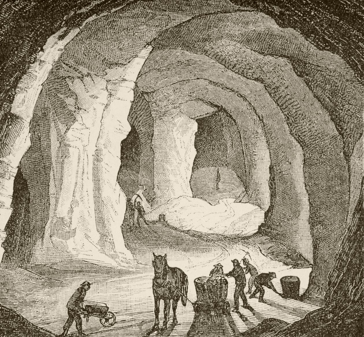 En europæisk saltmine i det nittende århundrede af English School