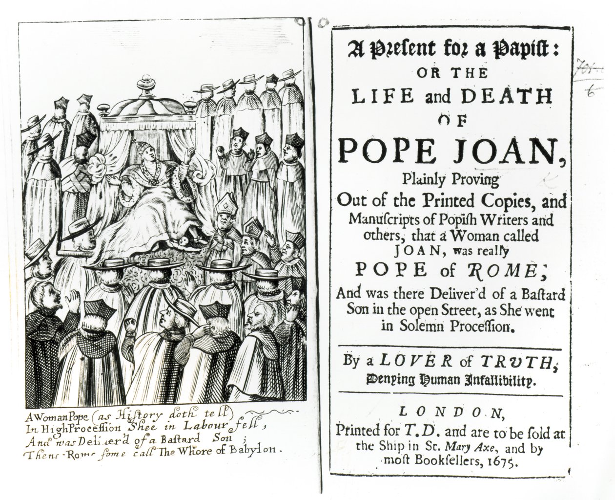 En gave til en papist eller pave Joans liv og død, 1675 af English School