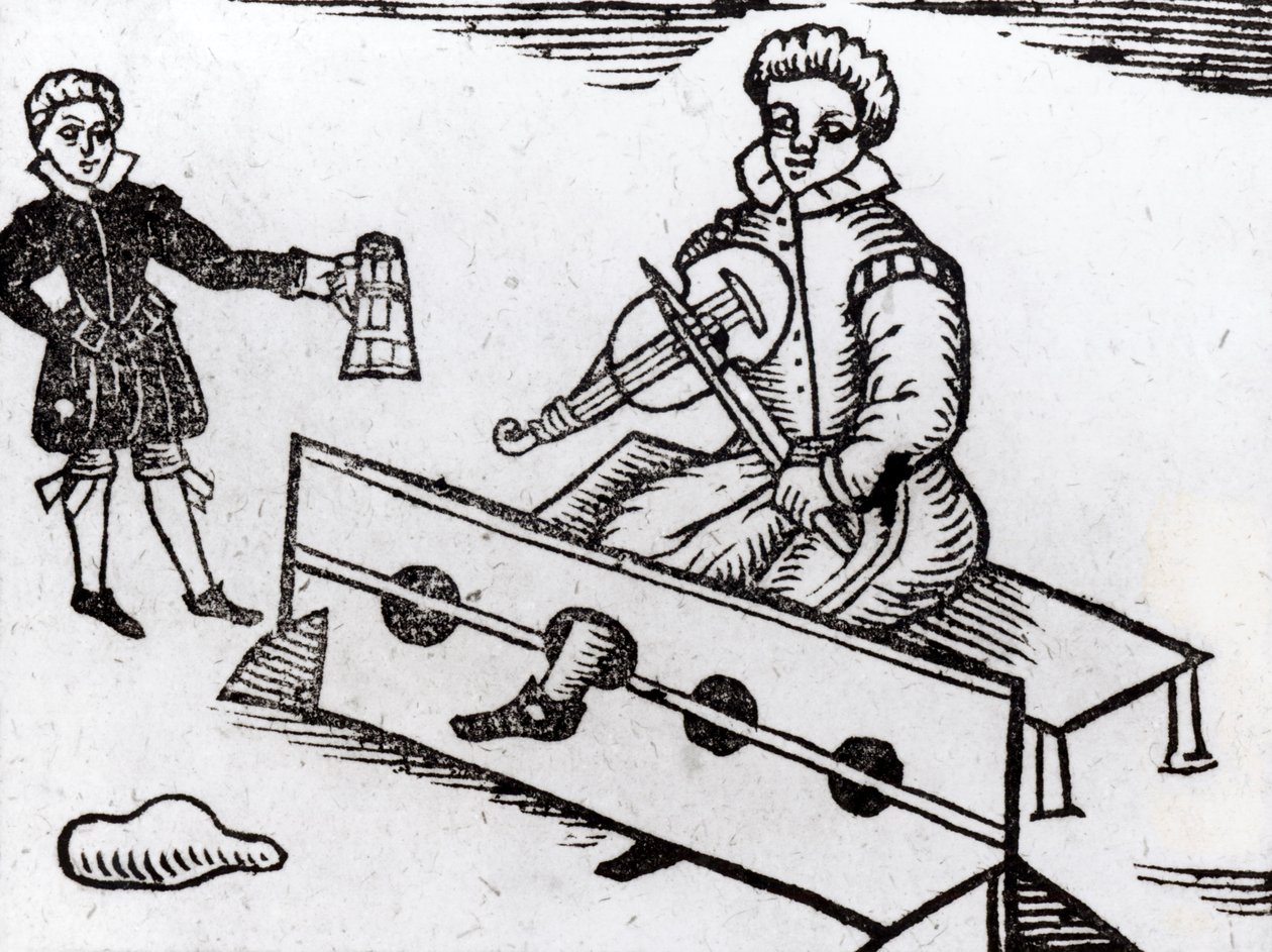 A Purse Snatcher in the Stocks, illustration fra en Elizabethansk ballade af English School