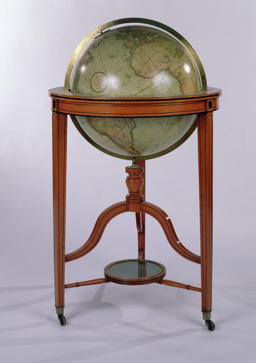En Regency Terrestrial Library Globe på mahognistand, 1806 af English School
