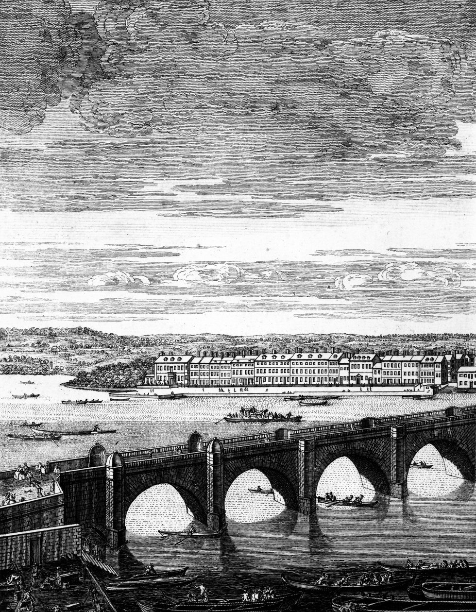 Udsigt over Westminster Bridge af English School
