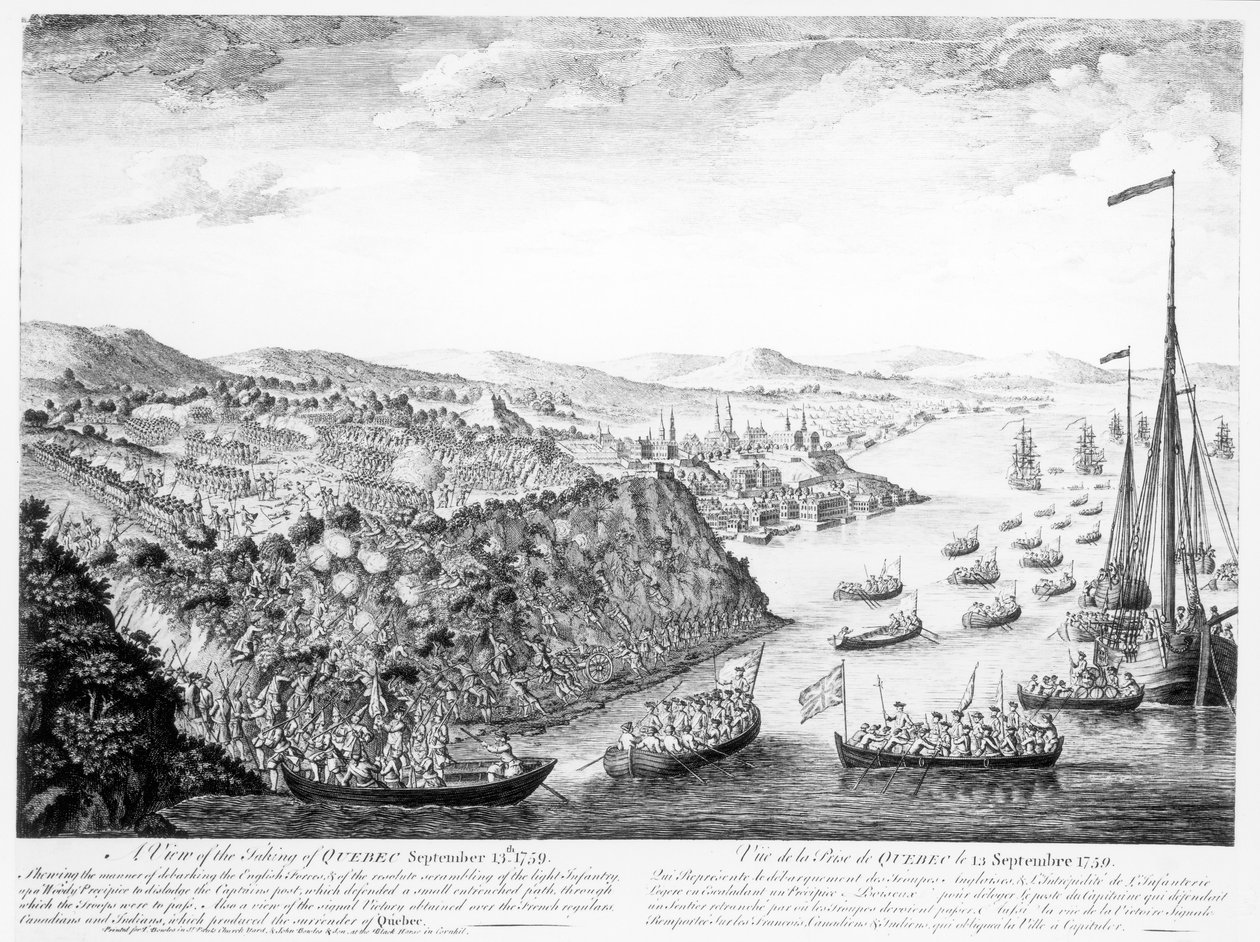 En udsigt over indtagelsen af Quebec, 13. september 1759 af English School