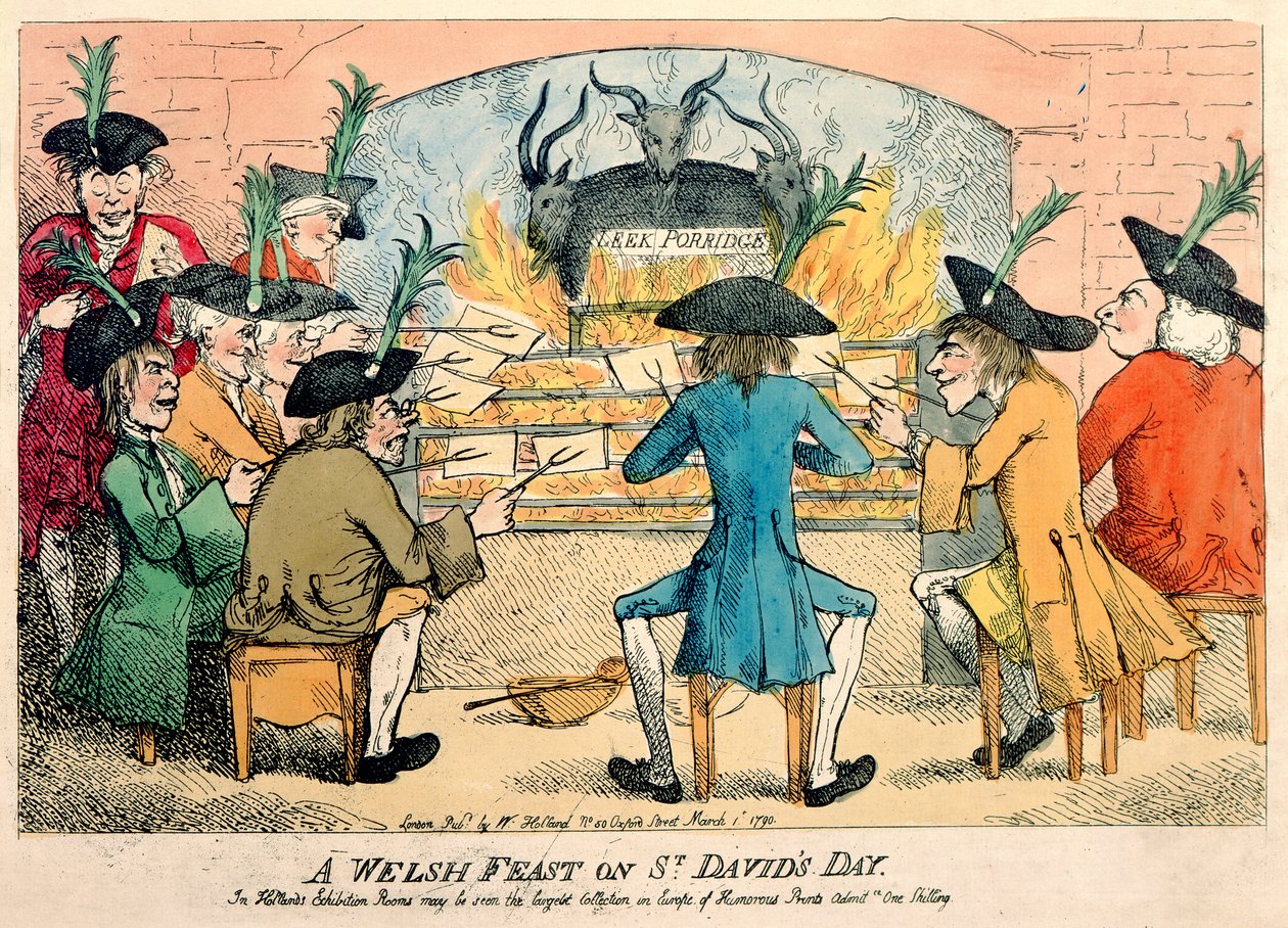 En walisisk fest på St. Davids dag, 1790 (farveætsning) af English School