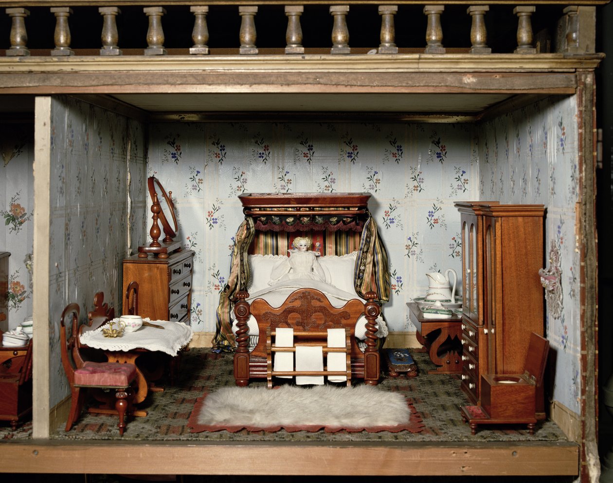 Et soveværelse i Mrs Bryants Pleasure, ca. 1860 af English School